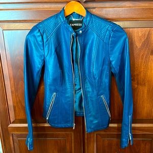 Express Teal Faux Leather Jacket
